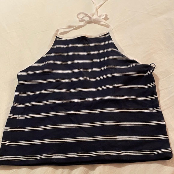 Aeropostale white and blue striped halter top - Picture 1 of 4